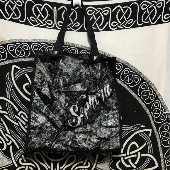 RARE Kat Von D x Sephora * Collaboration Tote Bag Skulls Tattoo Black & Grey HTF - Picture 1 of 10